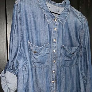 🛑 SOLD ‼️ WOMENS DENIM SHIRT w/ADJUSTABLE SLEEVES